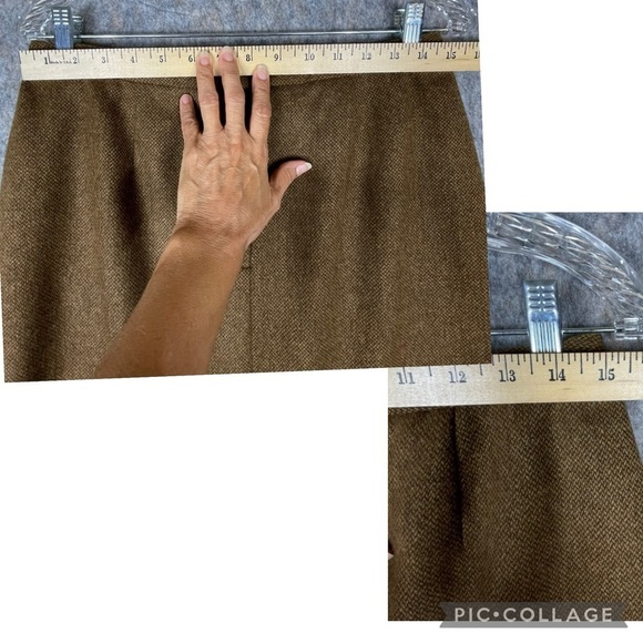 Lauren Ralph Lauren 100% Lambswool Brown Tweed Old Money Pencil Skirt - NWT 12P - Picture 11 of 13